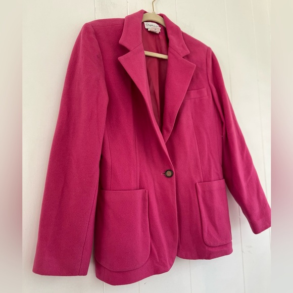 Chadwicks Vibrant Pink Women's Wool Cashmere Blend Blazer Size 12 - Picture 2 of 13